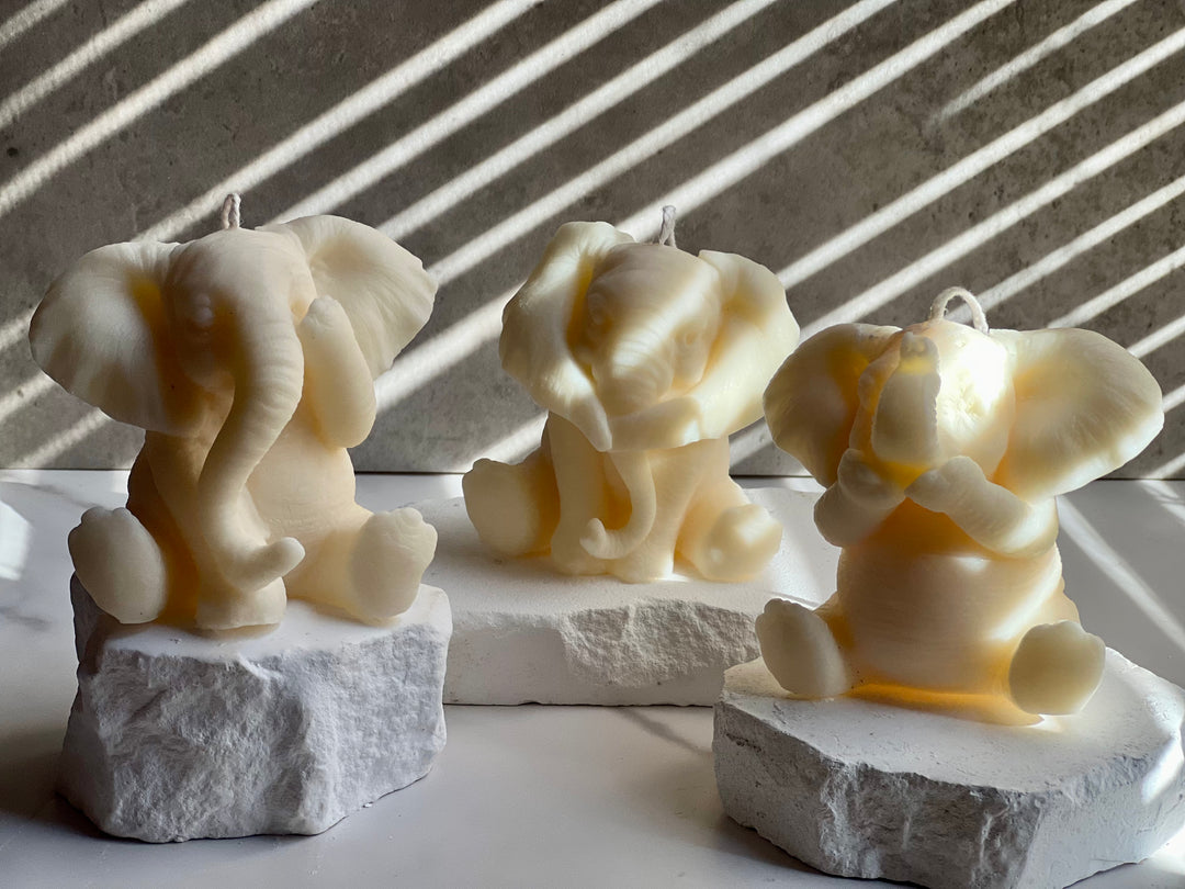 See No Evil, Hear No Evil, Speak No Evil Elephant Trio Candle Set